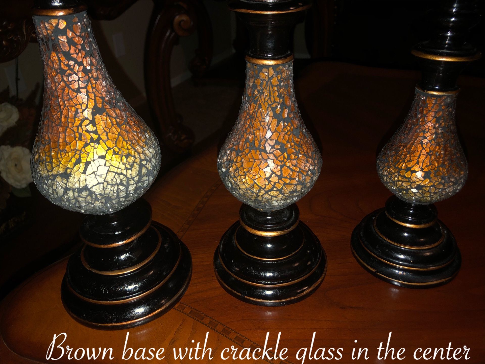 Beautiful 3 matching candleholders $50 firm