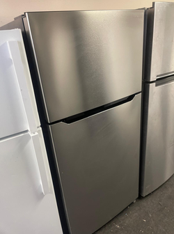 Brand TBD Top Freezer Fridge – Stainless, clean, 19 cu ft