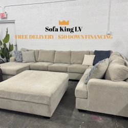 Free Delivery* Like New XL Beige Living Spaces Sectional Sofa!