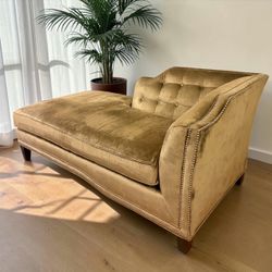 Gold Velvet Tufted Chaise Lounge