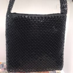 Vintage Jessica McClintock Black Metal Mesh Handbag In