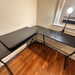 L Shaped Desk Set Up For Sale! Maximize Space And Help Your Back! 
