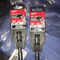  2 Of 4 Cutter Solid Carbide 1/2 X12 And 15 Of The Milwaukee Titanium Drill Bit  5/16 