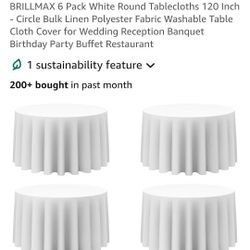 12 White Round Table Covers 120 Inch