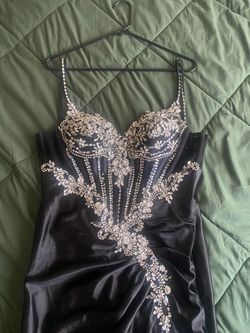 Hoco/ Prom Dress Black with Rhinestone Design