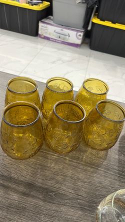 Amber Glass Drinking Glasses Set of 6