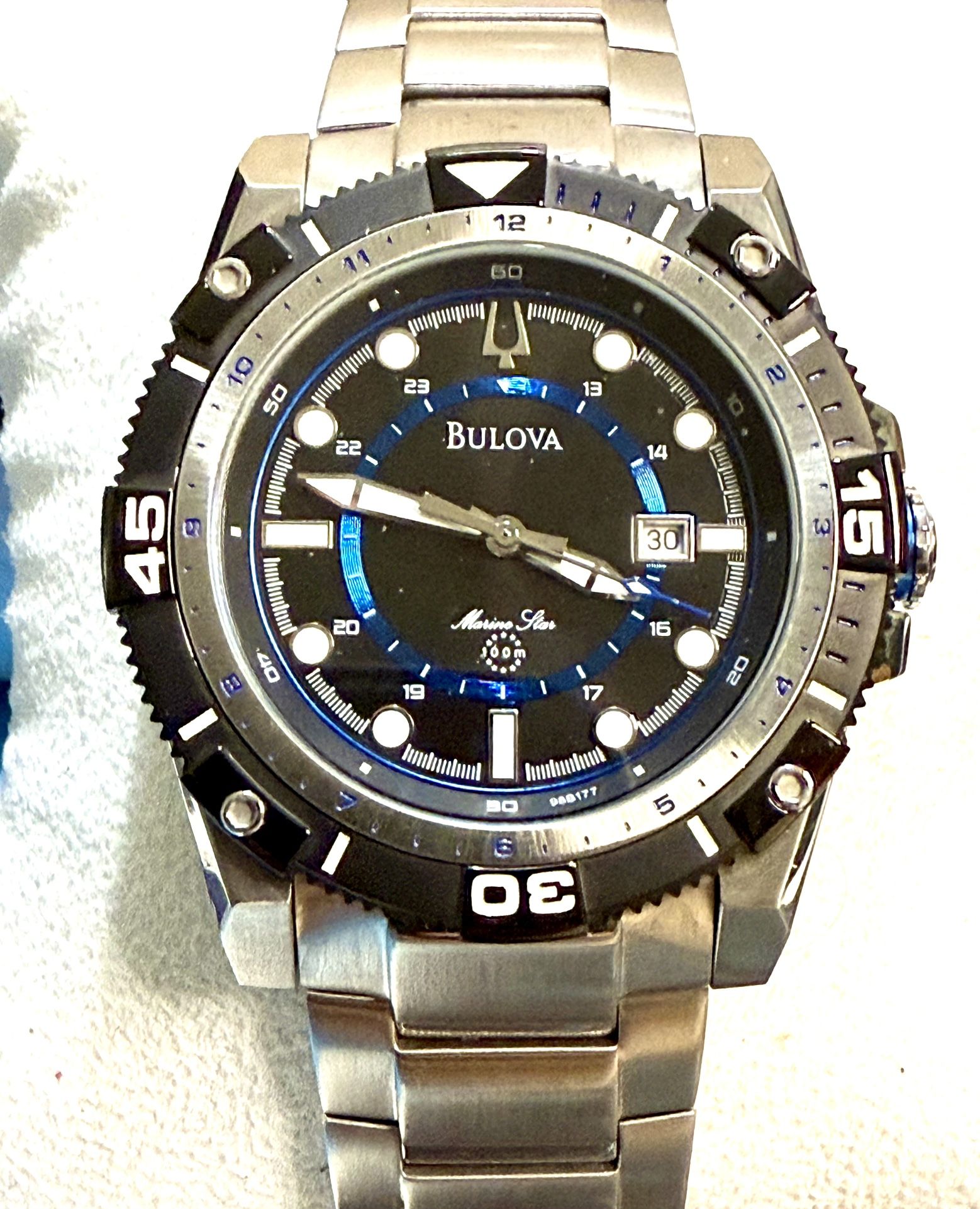 Bulova Marine Star Date Designer Classic Sports Mens Watch. Reloj