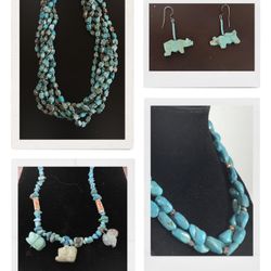 Natural Turquoise Arizona Turquoise Necklaces  Native Southwestern American Jewelry 