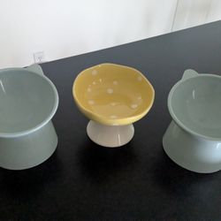 Set Of 3 Raised Cat Food Bowls
