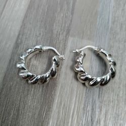 Heavy Sterling Silver Hoops Earrings