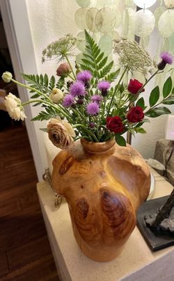 Hand-Carved Solid Wood Vase Nimble Creation" Root vase– Rustic Natural Decor 13" Tall
