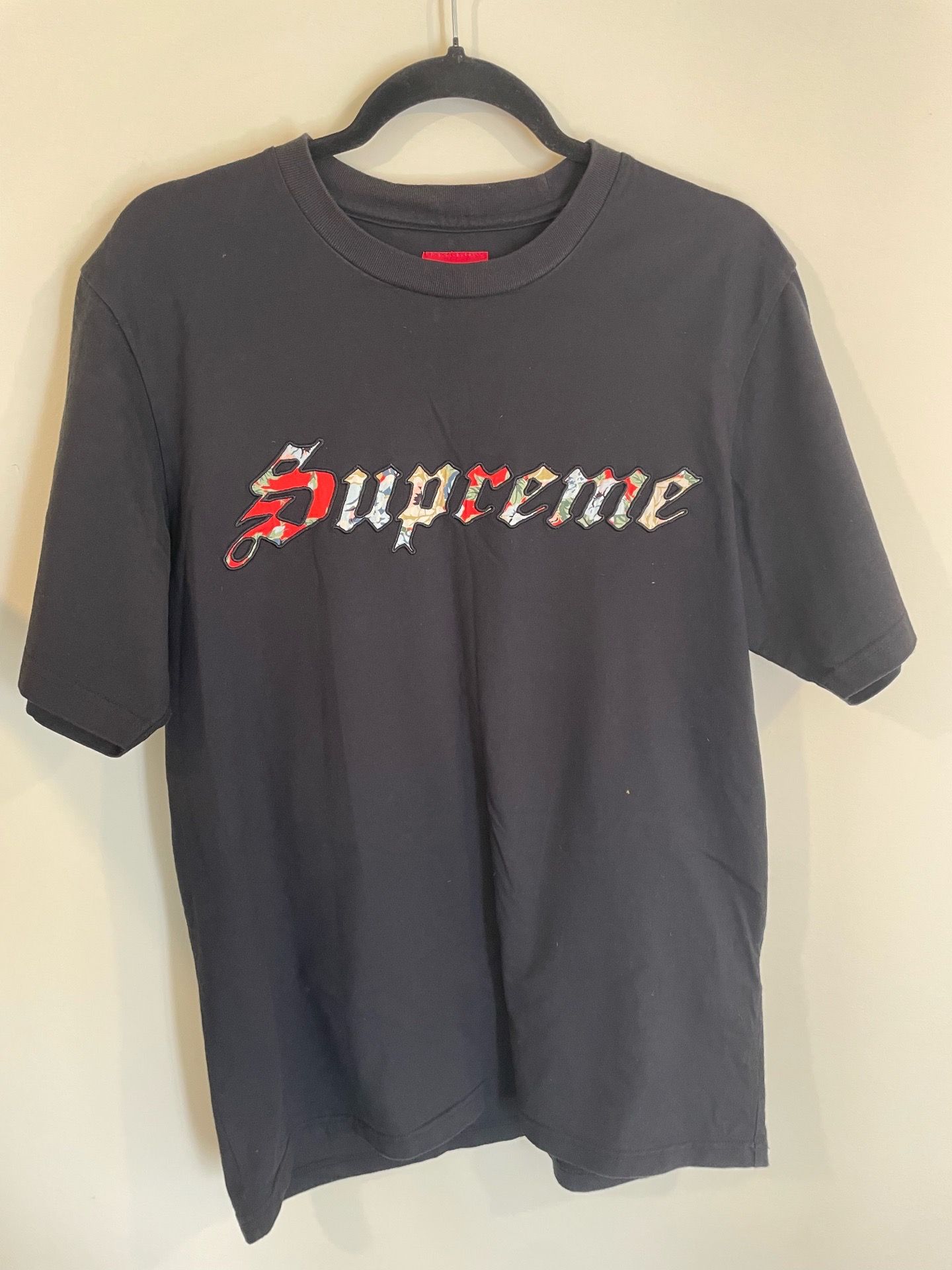 Supreme Shirt Floral Applique Black Sz M