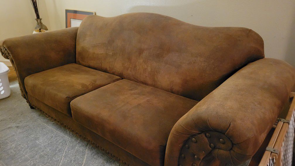 FREE.....Faux Leather Suede Sofa. Great Condition!
