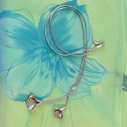 Avon Silver Tone Bluebell Lariat Necklace 13” Vintage