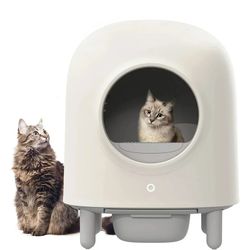 Aoruefar Automatic Cat Litter Box, APP Remote Control Self Cleaning Cat Litter Box, Alerts, Odor Suppression, For Multiple Cat Families