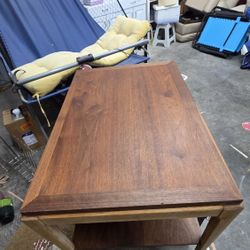 Lane Mid Century Modern Walnut End Table – Solid Wood, Two-Tier, Vintage MCM