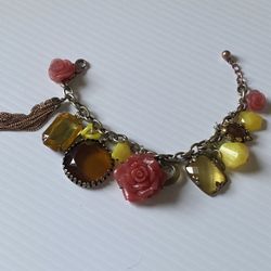 Vtg Chunky Charm Bracelet 80’s