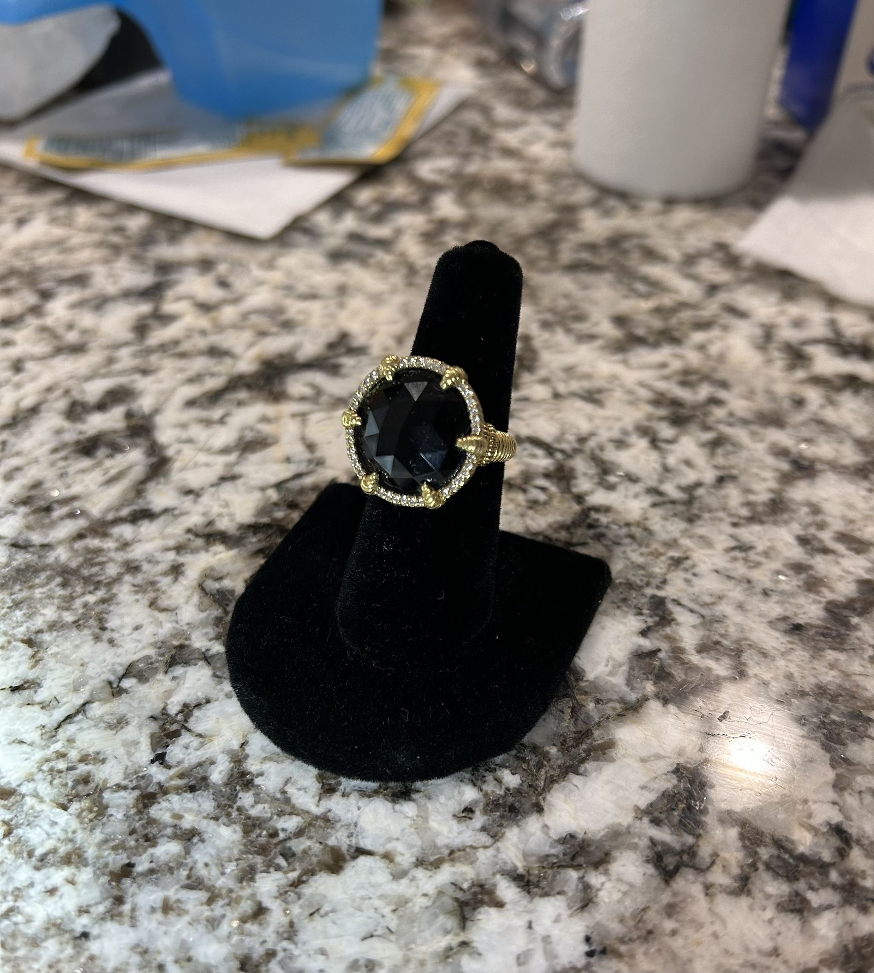 Judith Lipka 18K Gold And Diamond Hematite Ring 7