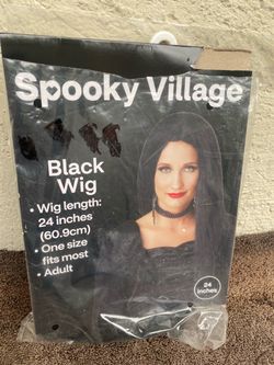 Spooky Village Black Costume Wig