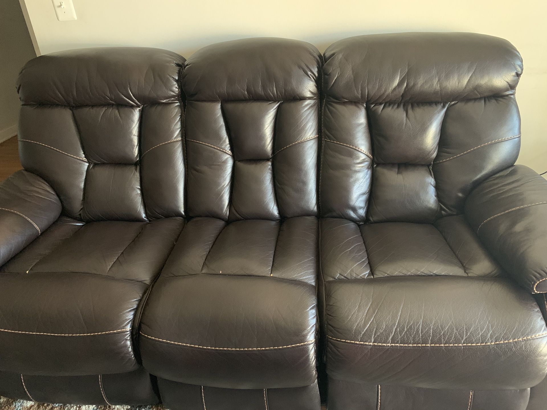Dual recliner sofa with starage ottoman