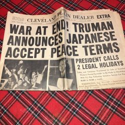 Newspaper Declaring End Of WWII