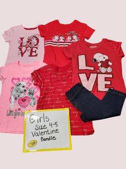 Girls Size 4-5 Valentine Tshirt/bundle/lot/set