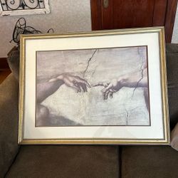 Vintage Professionally Handcrafted Frame Of Michelangelo's Creation of Adam