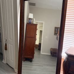 Decorative Mirror Approx 6 Ft Tall With Wood Stand Attached. 