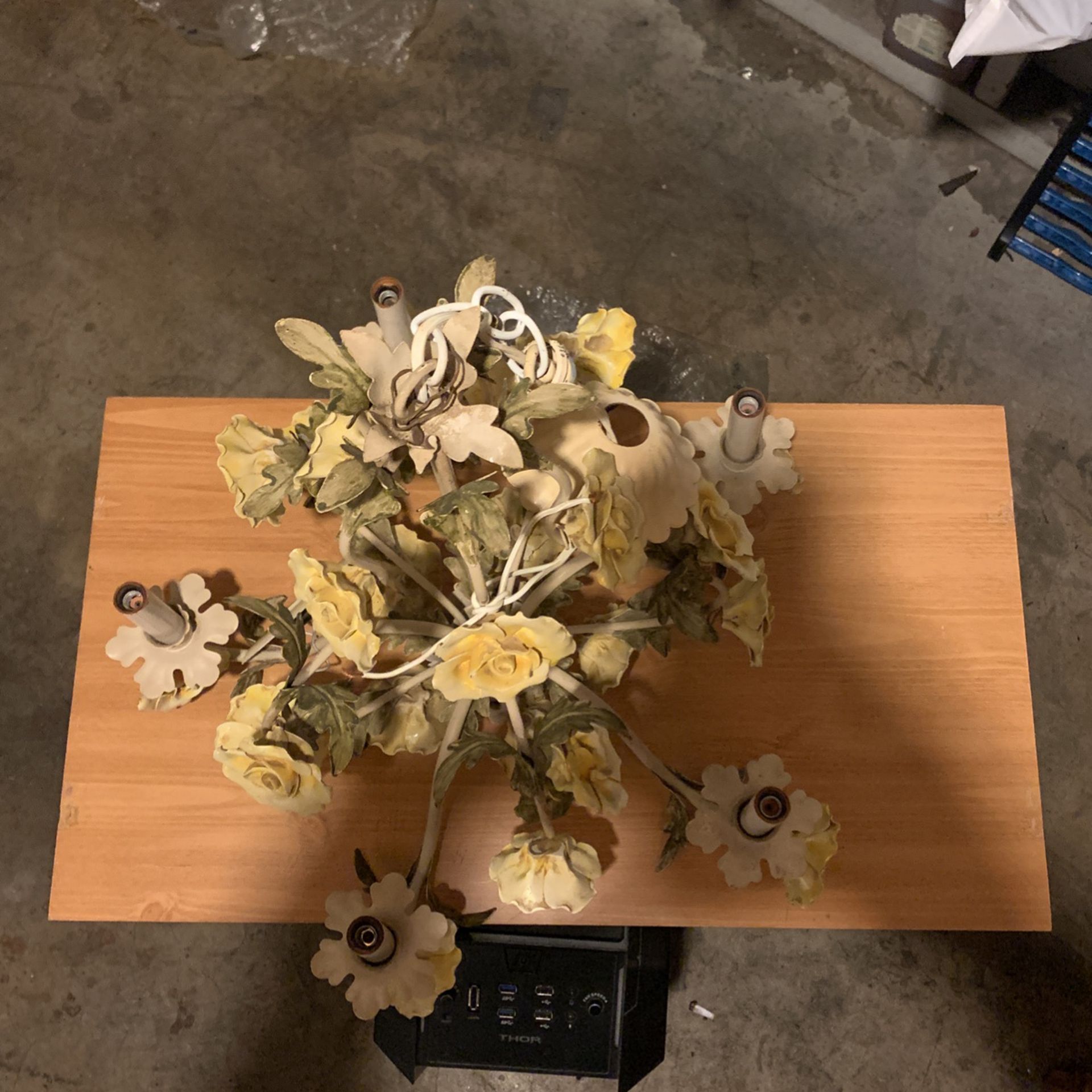 Vintage Yellow Rose Chandelier 
