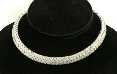 18K white gold elegant woven choker necklace 51.94 Grams