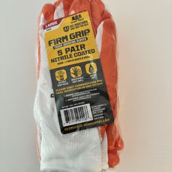 Large Nitrile Coated Work Gloves (5 Pack)