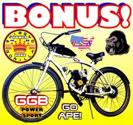 NEW FULLY MOTORIZED BIKE $399.99 100 mpg 30+ mph keep it under 20 mph Wear helmet use lights Pedal start Pedal or m