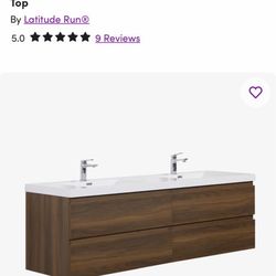 71" Double Bathroom Vanity with Poly Marble Top with Bottom Cabinet as shown Brand New never used in box