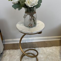 Elegant Spiral Drink Marble Top Accent Table