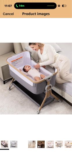 Baby Bedside Bassinet with Wheels