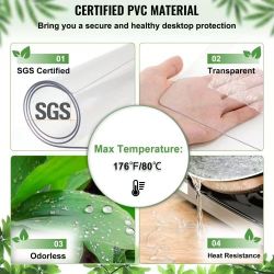 Plastic Table Cover, 42"x96"x0.08", Transparent PVC Table Protector, Rectangle Clear Desk Mat, Water Oil Proof Table Cover for Dining Table Coffer Tab