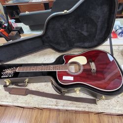 Takamine Red 12 String Gutar  With Case 