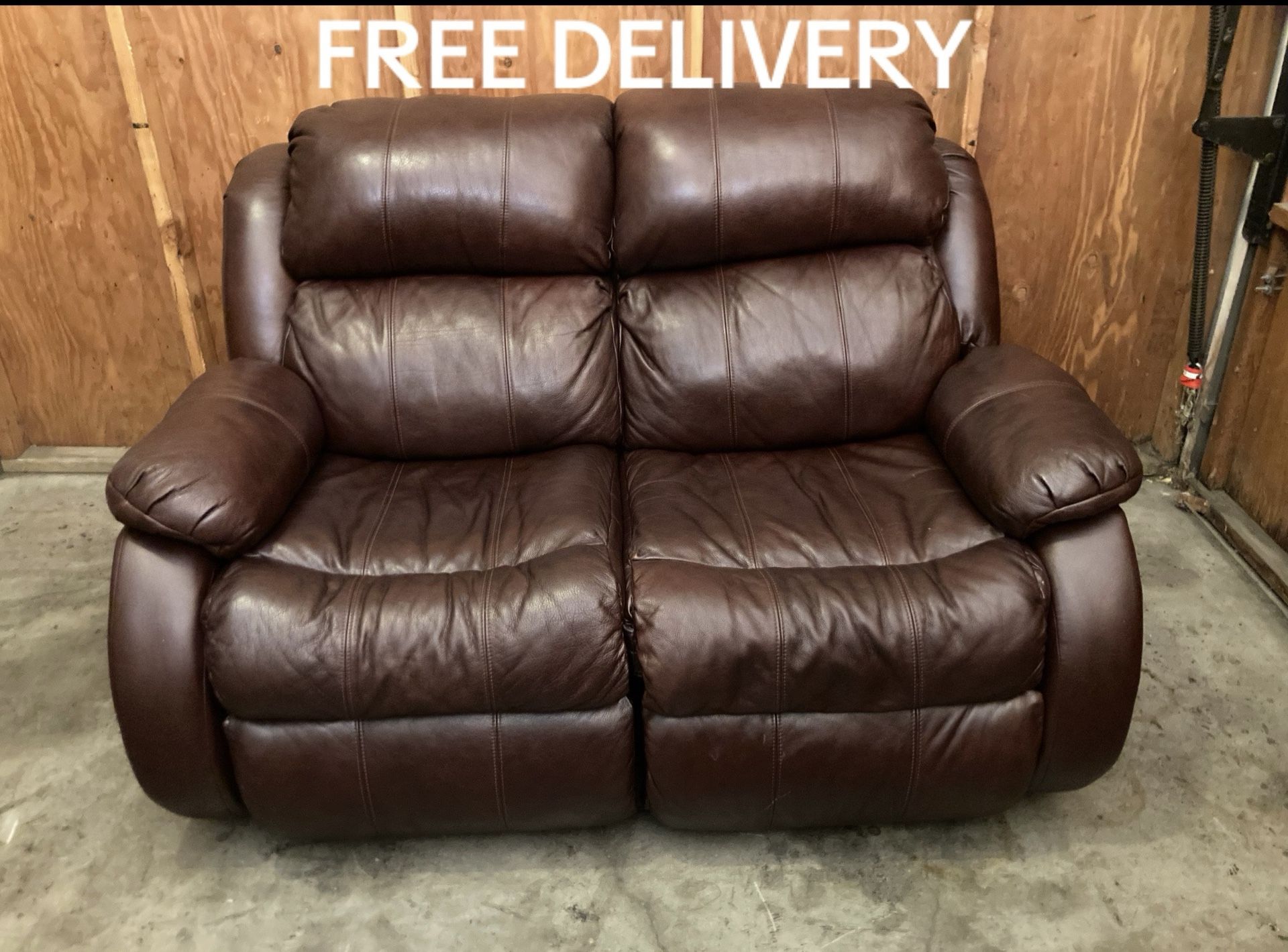 Leather Recliner Loveseat Sofa - Free Delivery