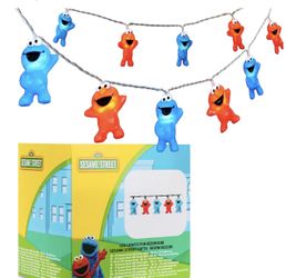 🍪 Sesame Street Cookie Monster Elmo 3D String Lights (unopened) 