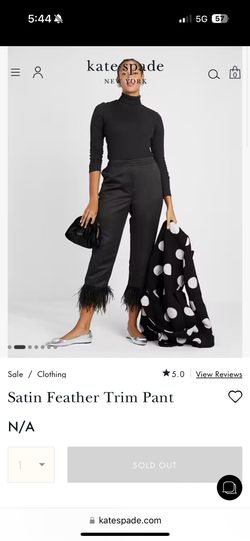 Kate Spade NWT Feather Trim Satin Pants