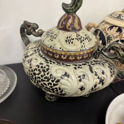 Vintage decorative ceramic lidded pot - $65