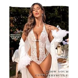 One Piece Lingerie Sexy Lace Bodysuit Deep V Teddy Babydoll