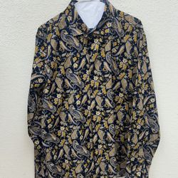 Consequence Mens Long Sleeve Dress Shirt Button Up Size L 