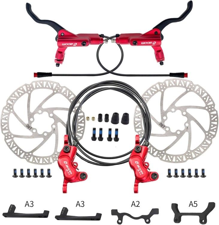 Zoom HB876E Electric Bike Hydraulic Disc Brakes, 4-Piston, 180mm Rotors, Full set (NEW)