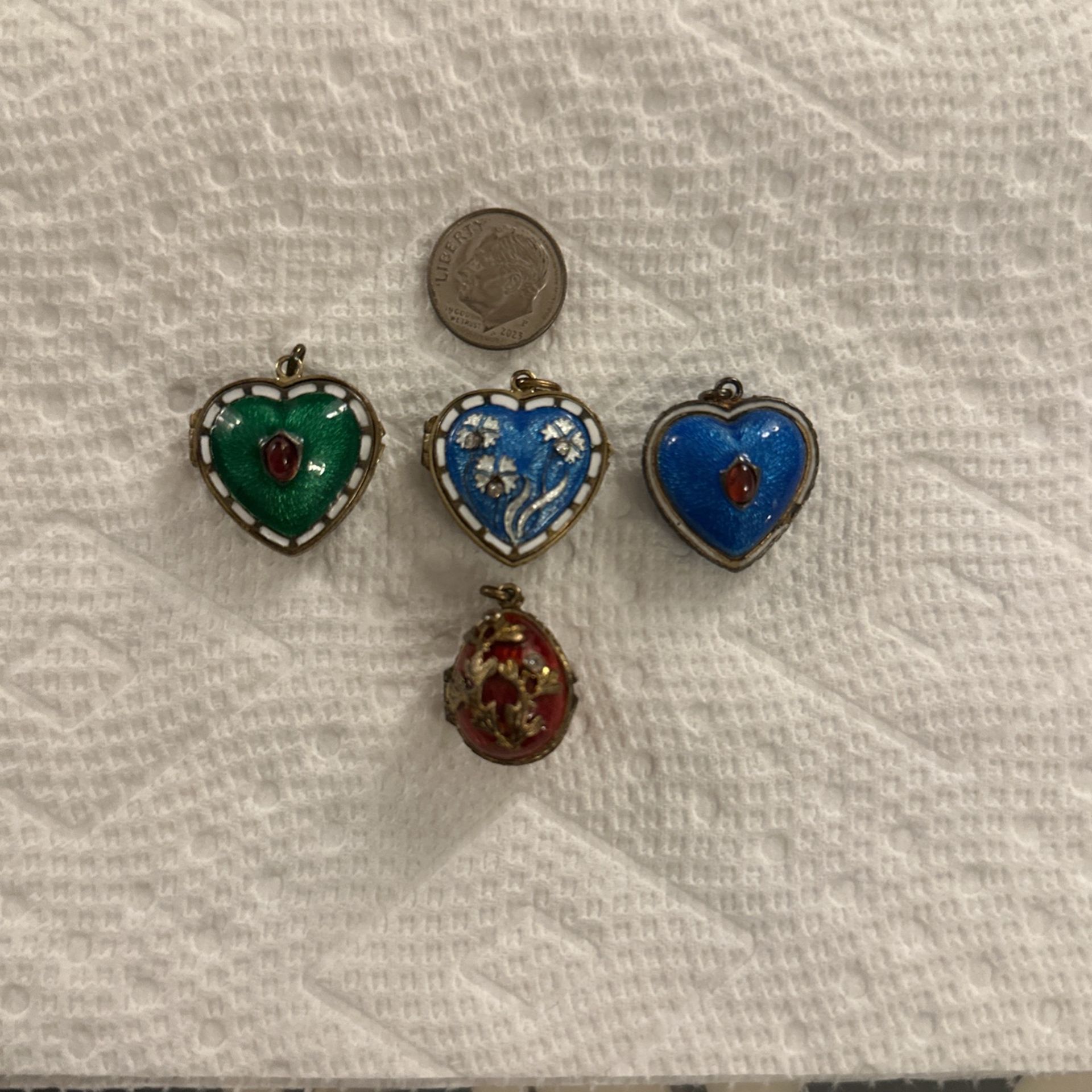FABERGE TYPE RUSSIAN ENAMEL LOCKETS W/ DIAMONDS