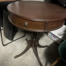 Antique drum side table