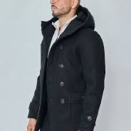 Black Rivet Zipper Coat With Hood