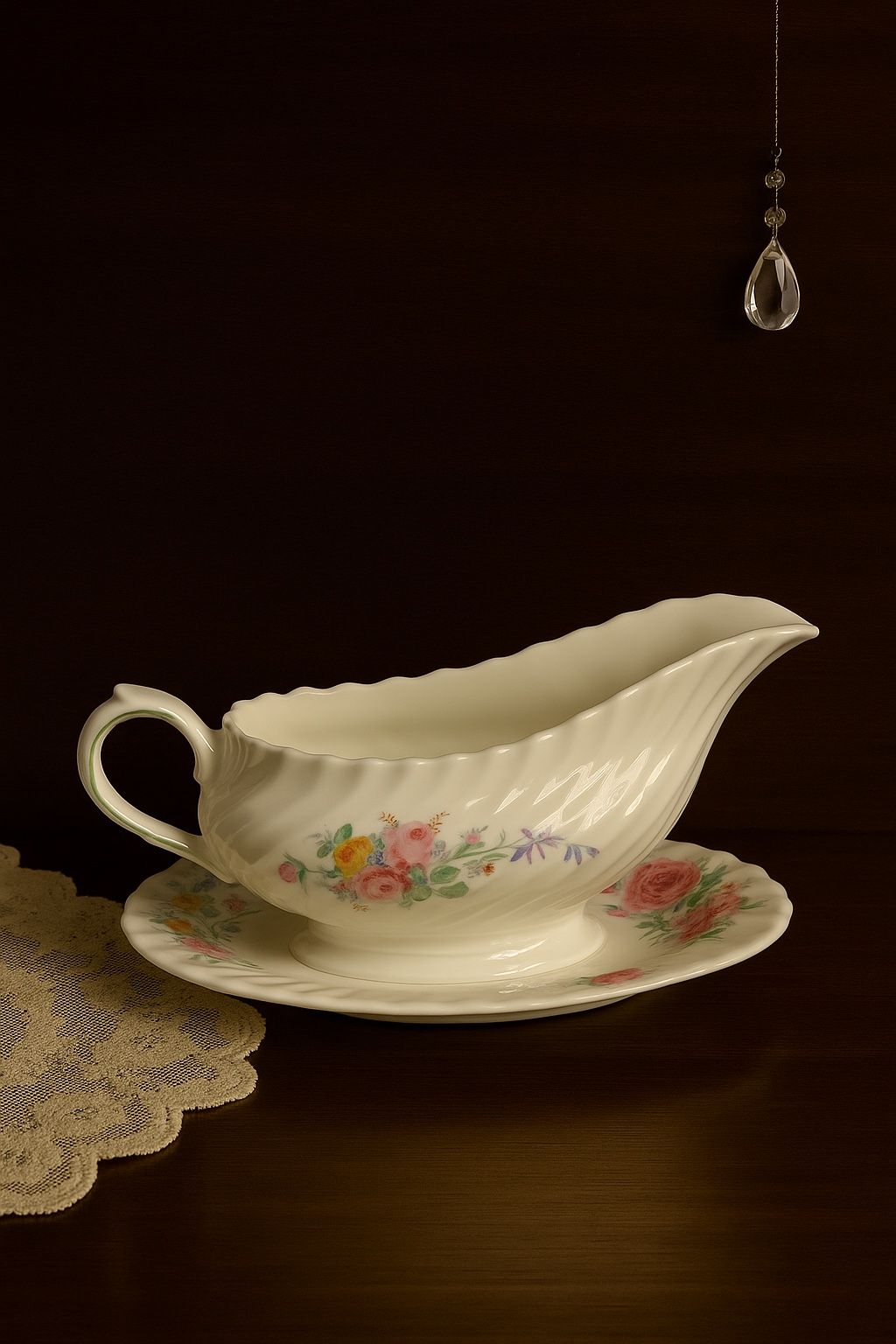 Royal Doulton England 1938 To 1959 Arcadia Bone China Gravy Boat Underplate