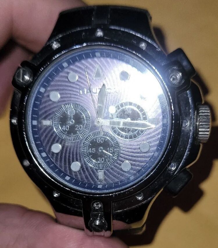 Men's Nautica Chrongraph Diver Style Watch Untested for Parts or Repair