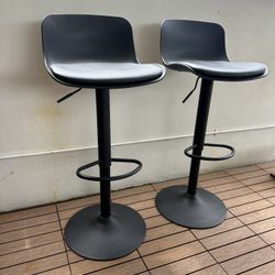Bar Stools Pair (2) Modern Bar for Kitchen Counter, Bar, Black